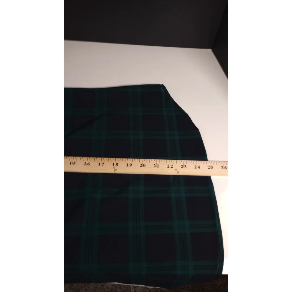 J Crew Green Navy Tartan Plaid Bell Sleeve Blouse Womens Medium Petite H1076